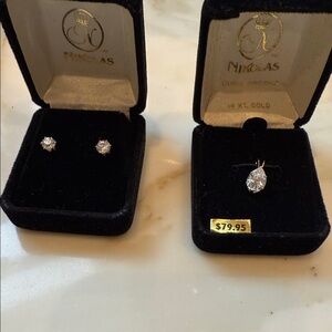 Cubic zirconia earrings, and pendant
